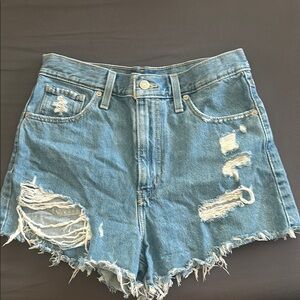 LEVI Distressed Blue Denim Shorts